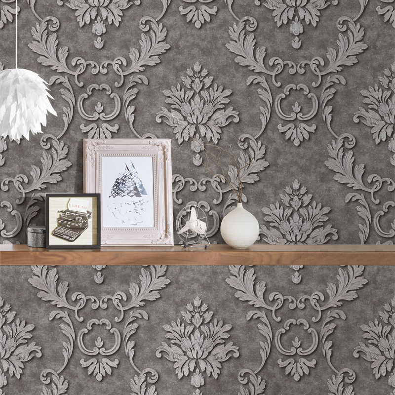 Shiey 10.05m x 53cm Matte Wallpaper Roll, Grey/Silver