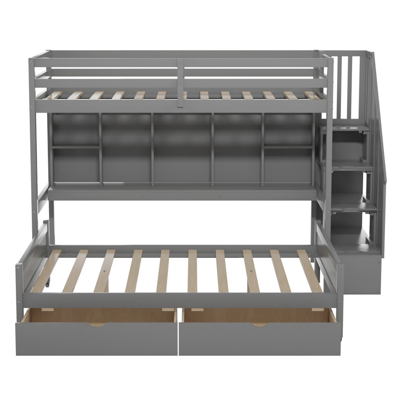 Lit superposé simple avec tablettes 2 tiroirs Gracieuse par Harriet Be, Gris