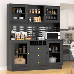 72.4 Minimalist Freestanding Kitchen Storage Cabinet Organizer, Kitchen  Pantry with 4 Doors and Adjustable Shelves Gray-ModernLuxe