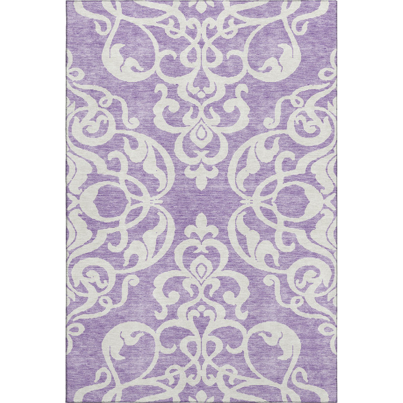 Premium Machine Washable Prisco Purple Rug, Rectangle 9' x 12'