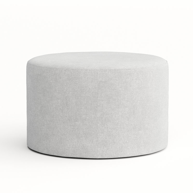 Repose-pieds rond 24 po Aylianna, 100 % polyester gris clair