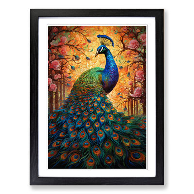Peacock Orphism - Single Picture Frame Print on Wood