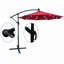 Parasol de patio à énergie solaire 10 pi 8 lumières à DEL avec manivelle et base transversale pour jardin 10 pieds