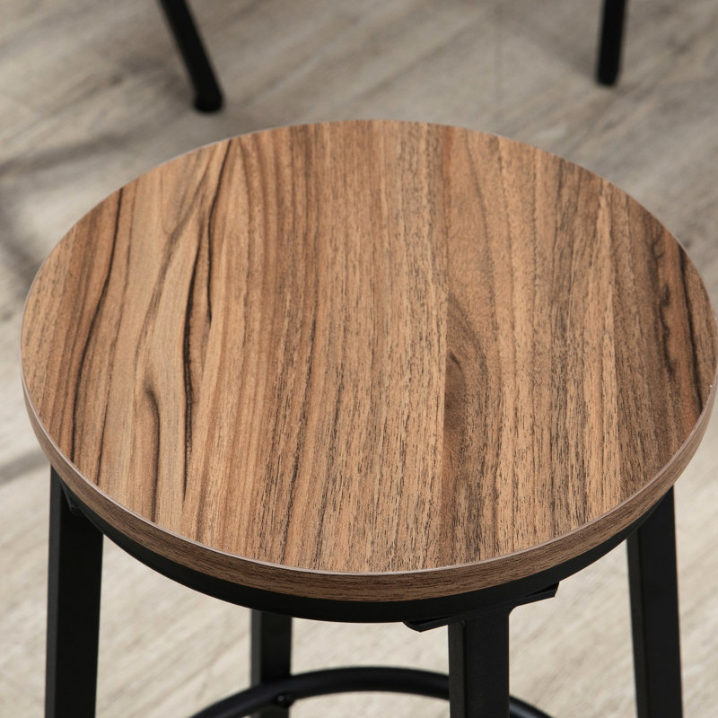 Table de salle à manger et chaises industrielles 5, peu encombrantes pour la cuisine de pub. Noir et brun 4 tabourets. Peut supporter jusqu'à 132 lb, 220 lb. Assemblage requis: