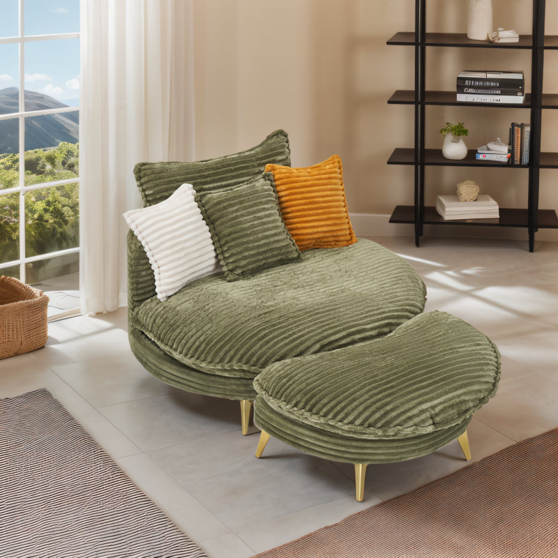 45 po. Coussin 45 po, Velours côtelé vert