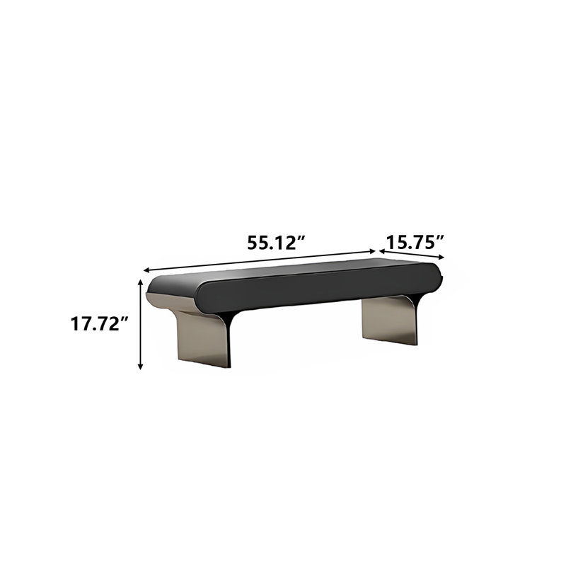 Banc de bout de lit 55,25 po en acier inoxydable noir et argent à usage domestique, 17.72" H x 55.12" W x 15.75" D