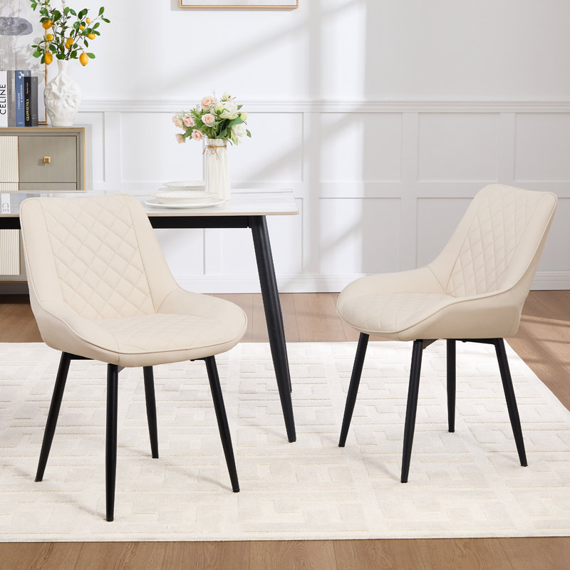 Chaise rembourrée en similicuir, Beige
