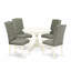 L'ensemble 5 pièces de table et chaises de cuisine comprend une table de salle à manger ronde avec piédestal et 4 chaises de salle à manger Parson en tissu gris, lin blanc-853530672-853530676-853530682