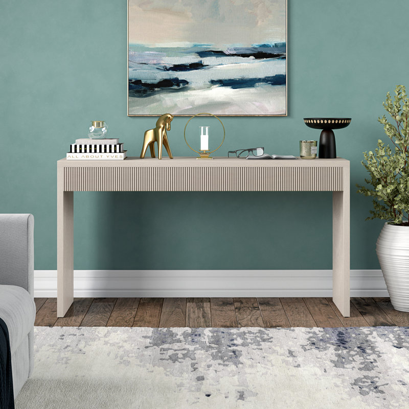 Console Lawrence, Aulne blanc, H 29,5 po x l 55 po x P 15 po