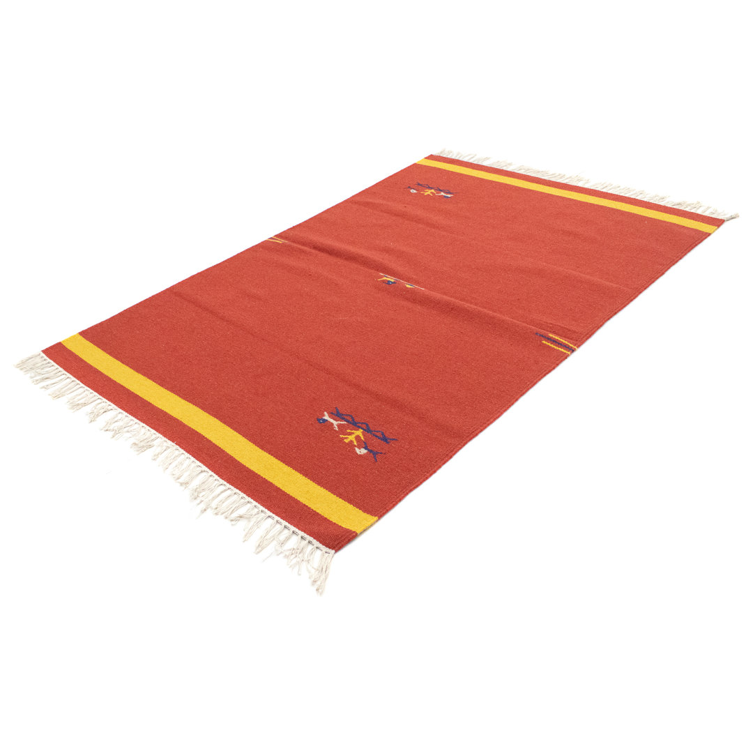 Handmade Kilim Wool Red Indoor/Outdoor Rug