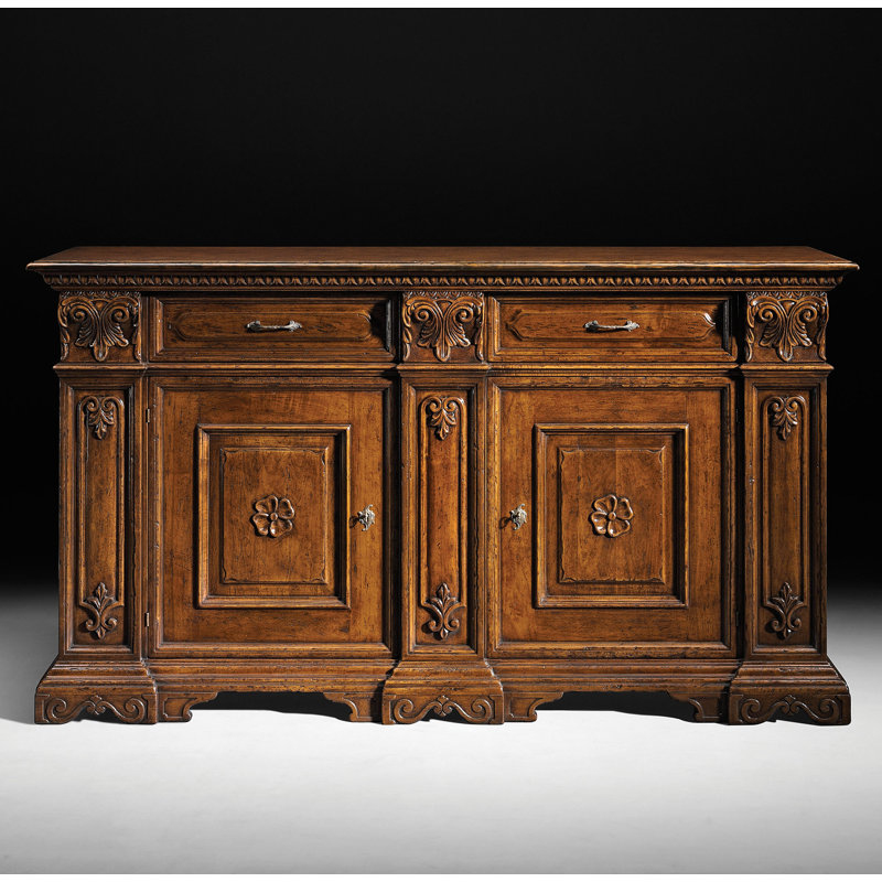 88" 2 Drawer Walnut Wood Sideboard