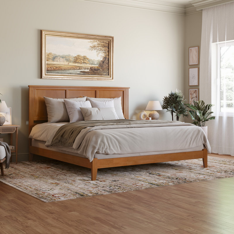 Troutville Solid Wood Standard Bed, King, Light Toffee