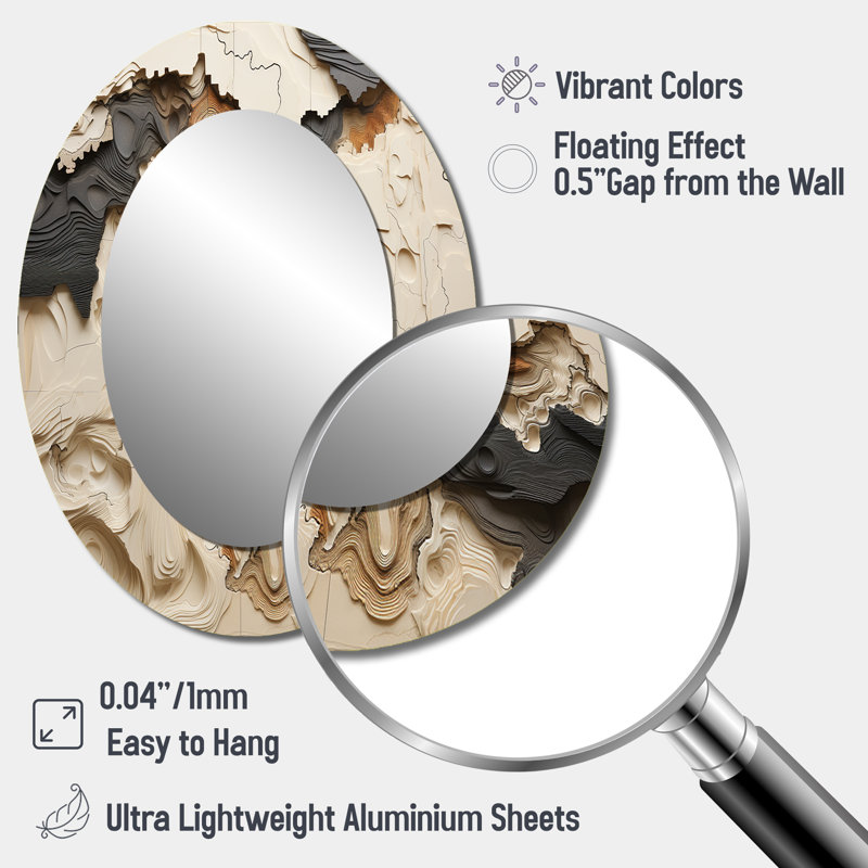 Miroir mural beige et brun, 40 po x 30 po