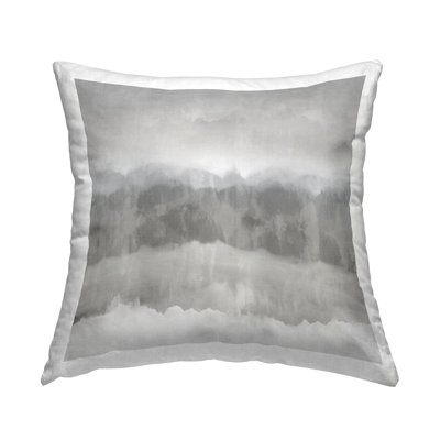Coussin décoratif gris abstrait à motif de paysage ambiant par Rachel Springer