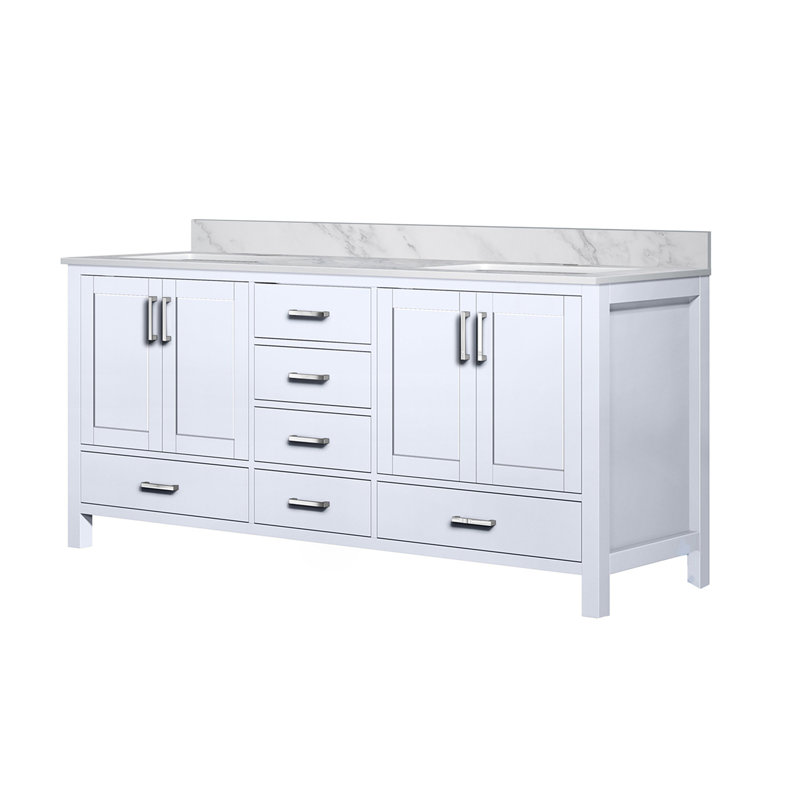 Meuble-lavabo double avec plateau en marbre, Blanc