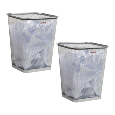 Poubelle en maille Mind Reader, corbeille à papier, carré, bureau, filet métallique, L 9,75 po x l 9,75 po x H 12,25 po, ensemble de 2