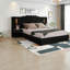 Grand lit tapissier élégant, structure en MDF en velours, design moderne