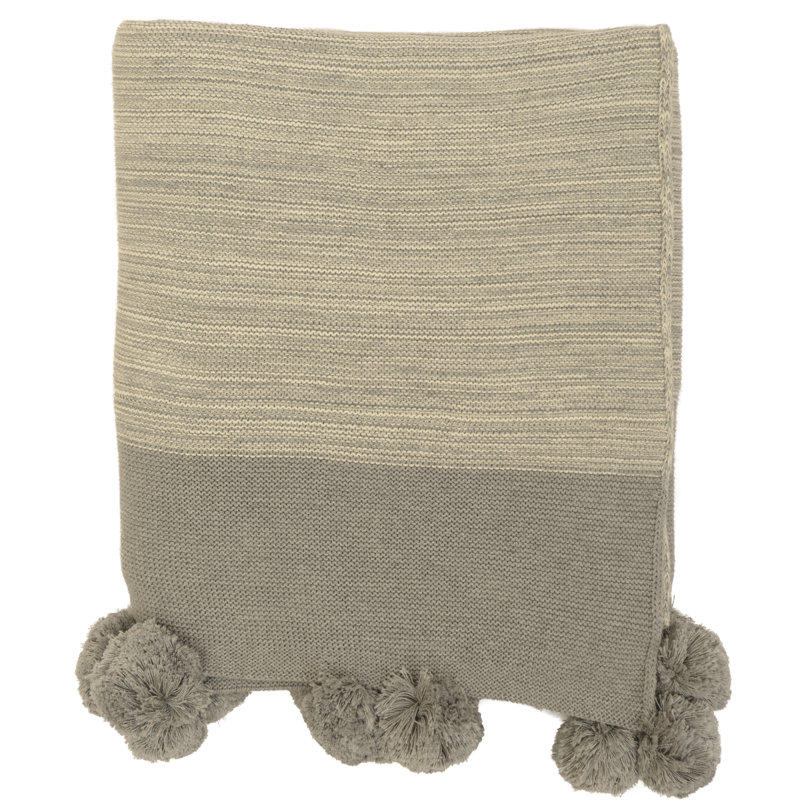 Knitted Throw Blanket, Light Gray/Natural