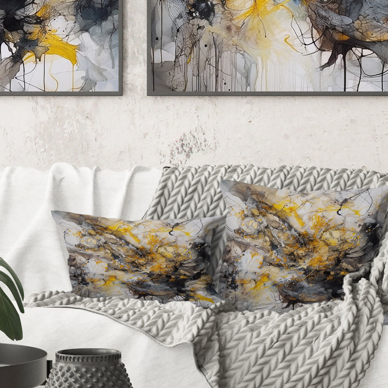 Coussin décoratif jaune et jaune Marble Symphony II
