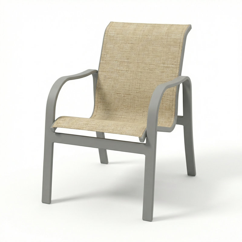 Windward Outdoor Sonata Arm Chair, Natural Sling/Matte Gray