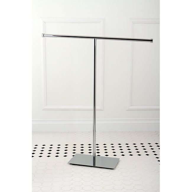 Porte-serviettes autoportant en forme de T Kingston Brass Claremont, Chrome poli