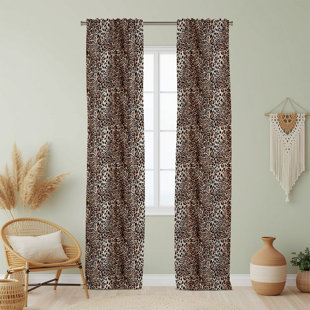 Semi Sheer Animal Print Curtain Single Panel