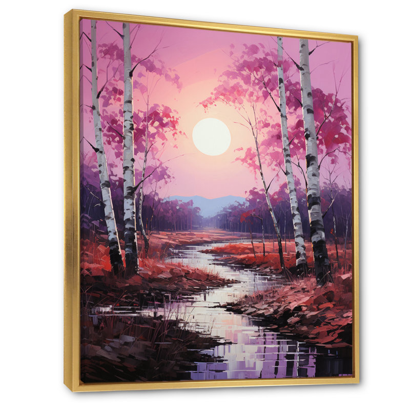 «Zehira Birch Woods Pink Symphony II», reproduction sur toile, H 20 po x l 12 po x P 1 po, Cadre flottant doré