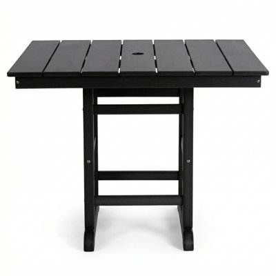 Table de salle à manger pliante carrée 1 pièce en PEHD noir, L 37,8 po x l 37,8 po x H 29,52 po, table d'extérieur toutes saisons
