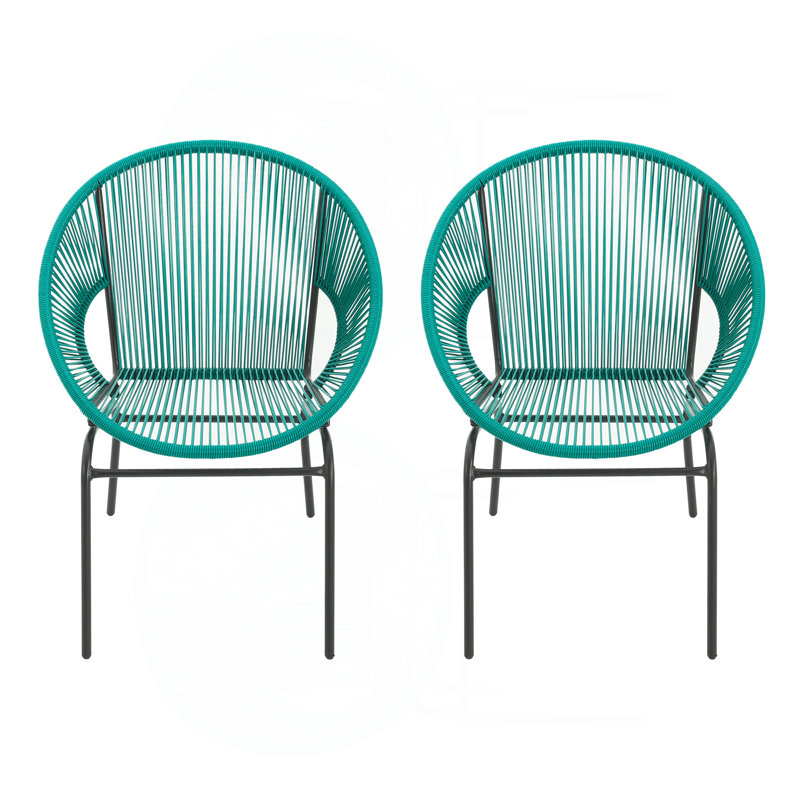 OUDOOR WICKER CHAIR, TEAL, SET OF 2, Teal