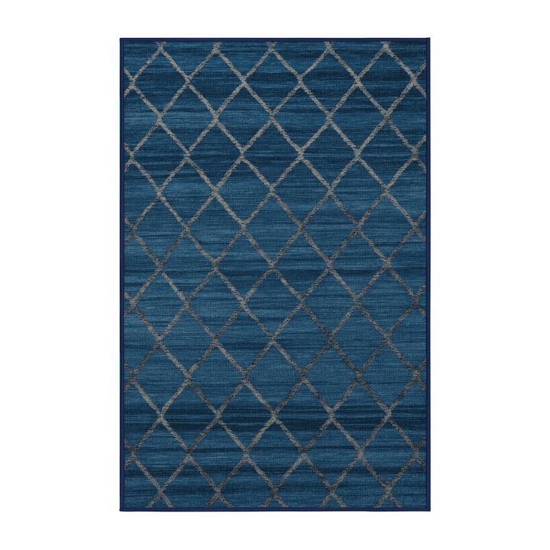 Tapis gris en treillis lavable à la machine, Rectangle 5 pi x 7 pi