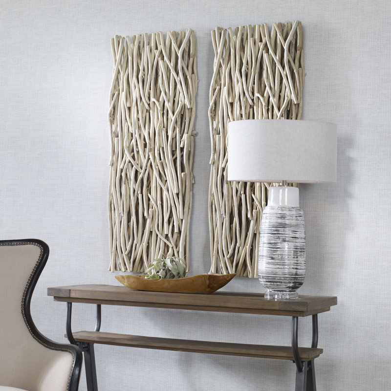 Bleached Teak Branches Wall Decor Panel, 49 x 19 Inches