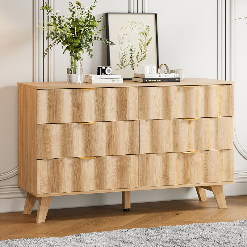 Commode double 6 tiroirs l 47,2 po CrestSide, Beige