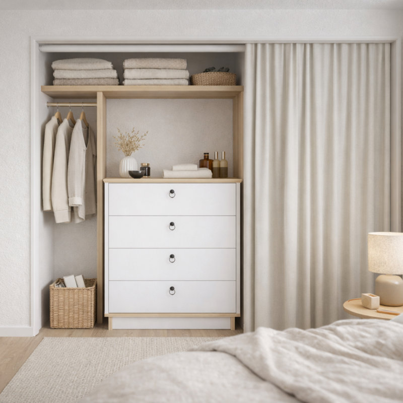 SAHRA DRESSER BLANC Saphir blanc, Blanc / chêne saphir