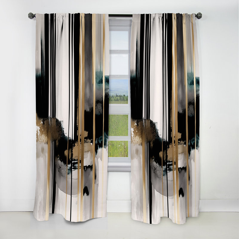 Rylie - Shapes Curtain - Velvet Blackout Abstract Curtain - 1 Panels, 52" W x 84" L