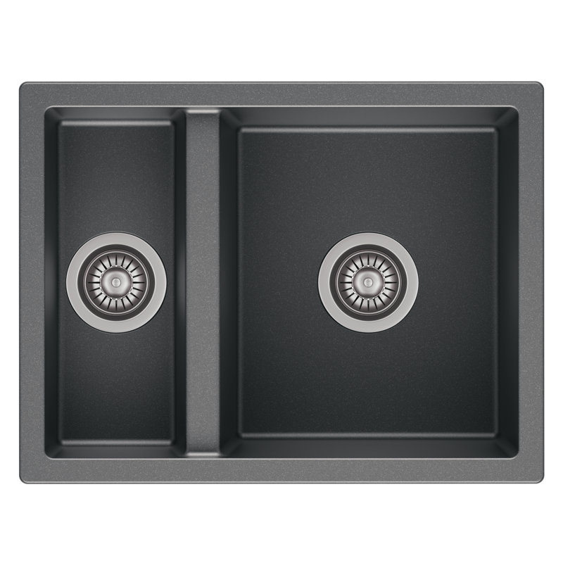 Toulon 1.5 GS - Modern compact 1.5 bowl granite sink, Silver