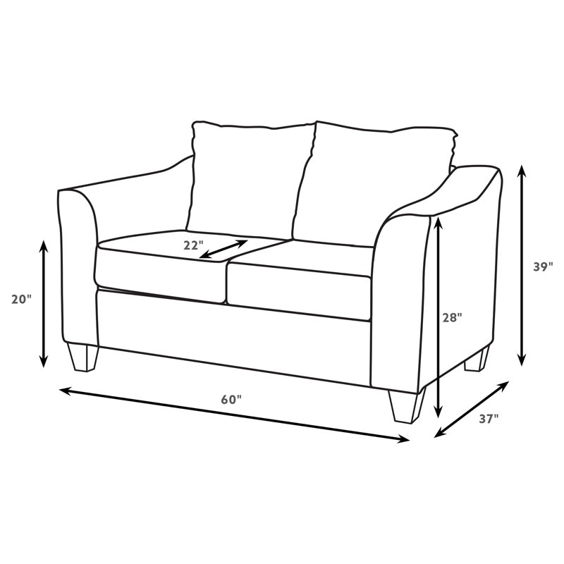 Causeuse Gottberg, Tissu gris brume, Noir