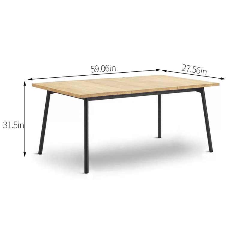 Nikoll Rectangular Metal Outdoor Dining Table , in. W 27.56'' in. D, 31.5" H x 59.06" L x 27.56" W
