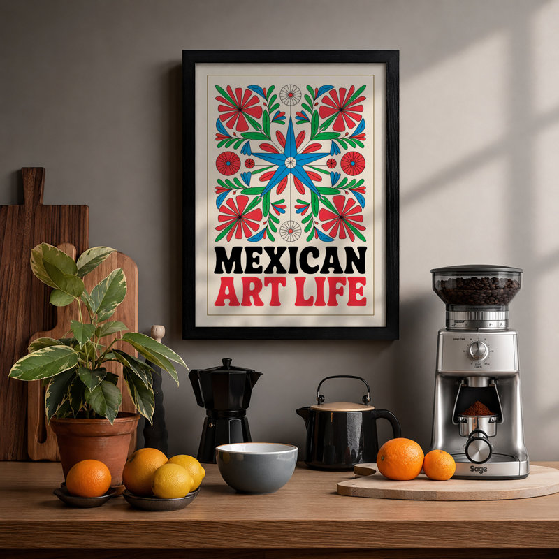 Mexican Folk Celebration Boho - Framed Print, A1 - 84.1 x 59.4 cm, Black