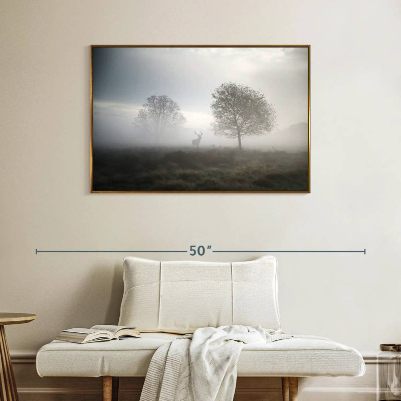 Hunting at Dusk, Floating Frame Gold, 40" X 27"