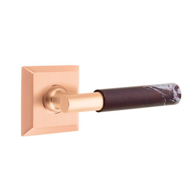 Emtek Select Passage Leverset w/ Quincy Rosette & T-Bar Stem, Rosso Levanto Marble Lever (CF)