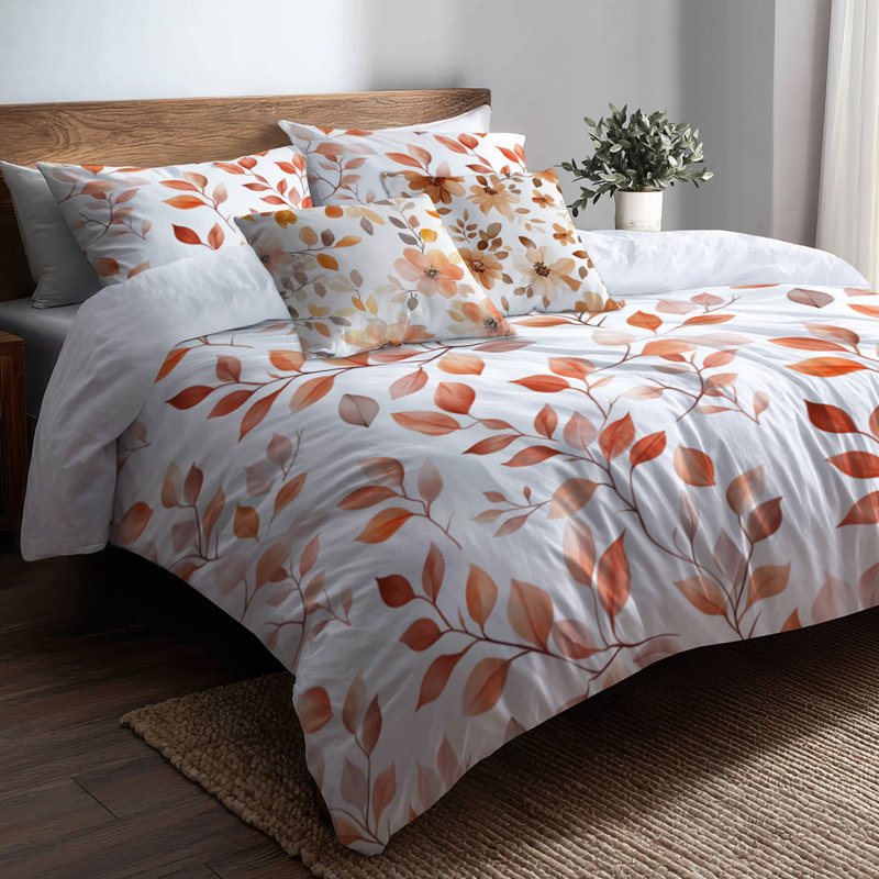 Ensemble d'édredon floral 6 pièces - Ensemble de literie et coussin décoratif Boho Terra