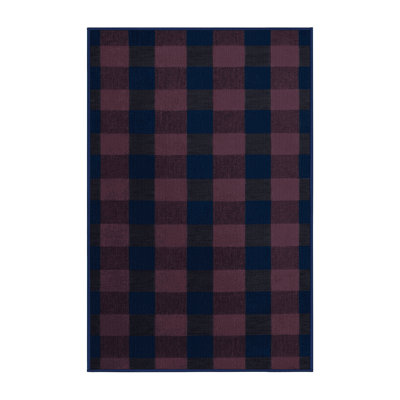 Machine Washable Checkered Purple Area Rug