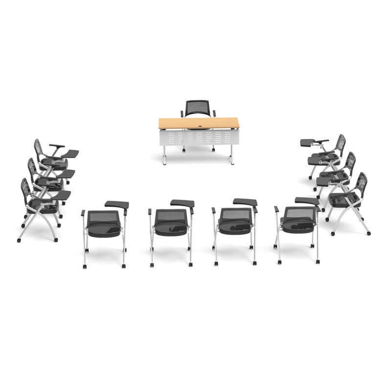 Novelty 11 Person Flip Top 22'' L Modular Training Table and Chair Set with Casters and Modesty Panel