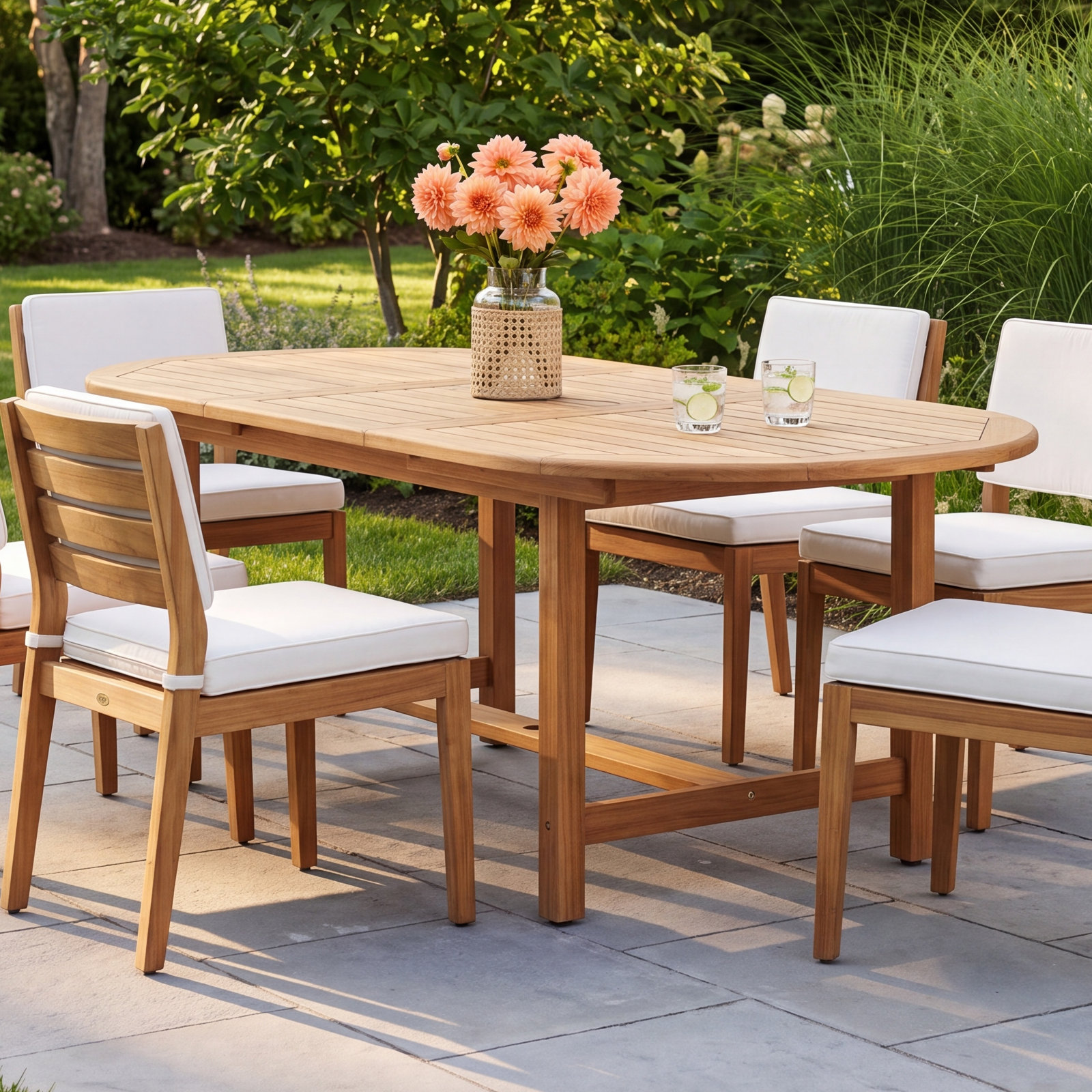 Rafael 78.75 " Extendable Teak Patio Dining Table