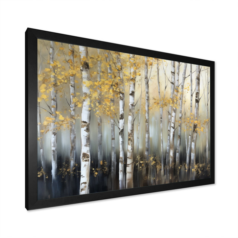 Bouleau Arendien forêt dense I - impression, Impression encadrée, H 34 po x l 44 po, Noir