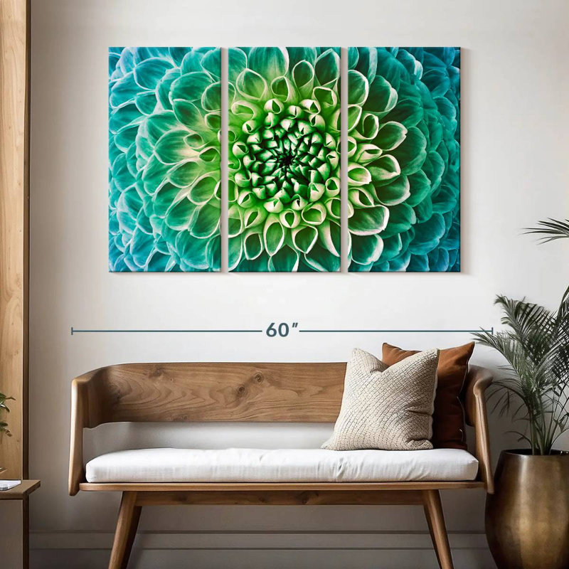 Harnek Turquoise Dahlia Flower, 32" H x 50" W