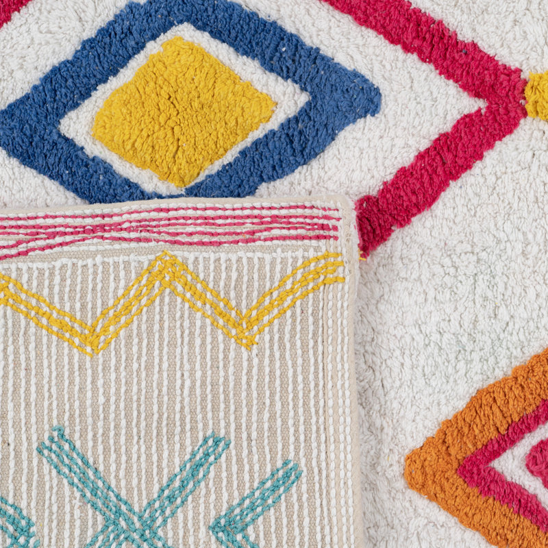 Theresia Cotton Red/Blue/Green Rug, Rectangle 100 x 135cm