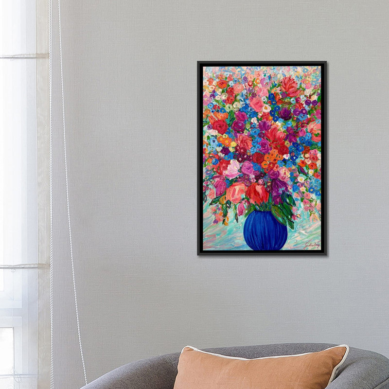 Summer Bouquet - Wall Art Print - Framed Canvas, Black, 26" H x 18" W