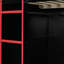 Lit mezzanine double rouge pour jouer, avec bureau, éclairage, bande de rangement pour garde-robe, tiroirs-1821982729
