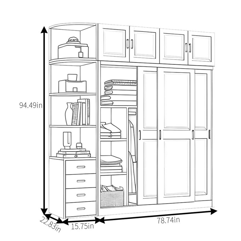 Simple And Practical Wardrobe, 94" H x 94" W x  23" D